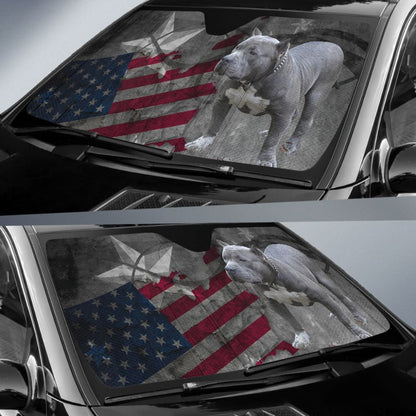 Amazing American Flag Pit Bull Car Auto Sun Shades
