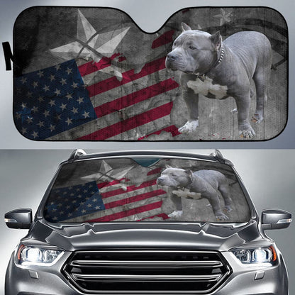 Amazing American Flag Pit Bull Car Auto Sun Shades