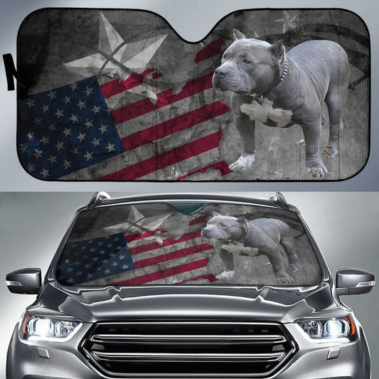 Amazing American Flag Pit Bull Car Auto Sun Shades