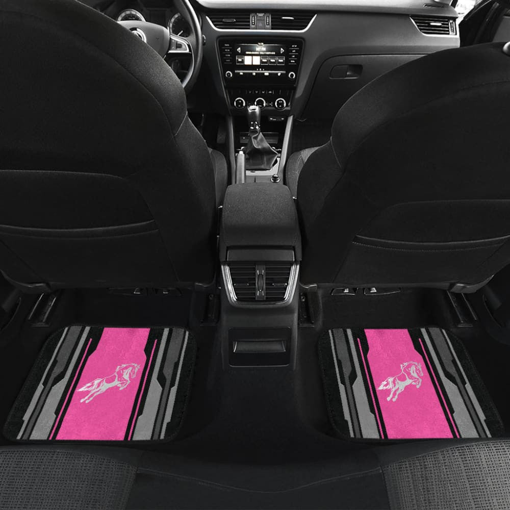 Amazing Silver Pink Horse Mustang Custom Metallic Style Printed Car Floor Mats