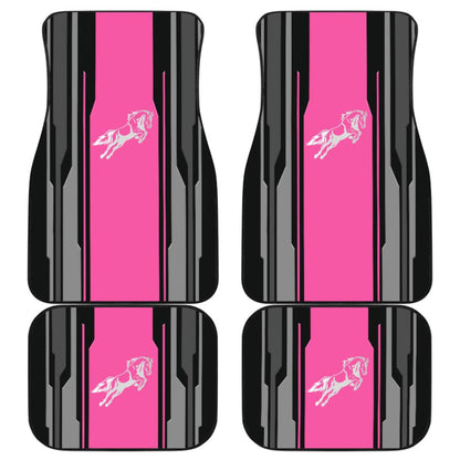 Amazing Silver Pink Horse Mustang Custom Metallic Style Printed Car Floor Mats