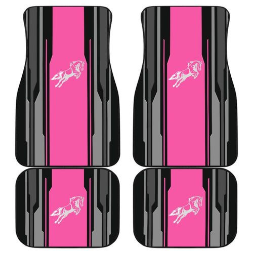 Amazing Silver Pink Horse Mustang Custom Metallic Style Printed Car Floor Mats