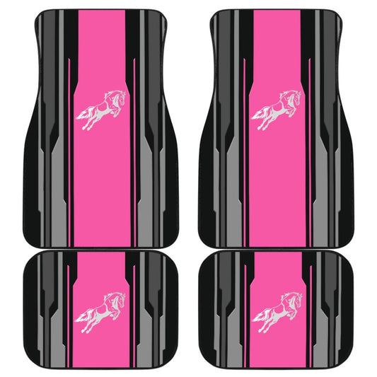 Amazing Silver Pink Horse Mustang Custom Metallic Style Printed Car Floor Mats