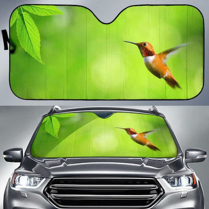 Hummingbird Green Background Blur Background Car Sun Shade