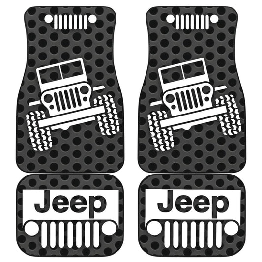 Gray White Jeep Offroad Metal Holes Printed Car Floor Mats Custom