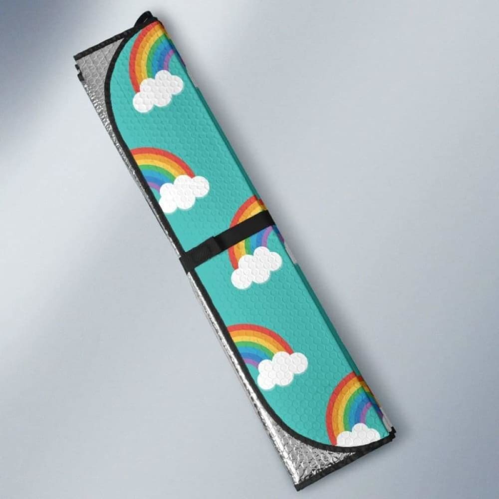 Rainbow Pattern Green Background Car Auto Sun Shades