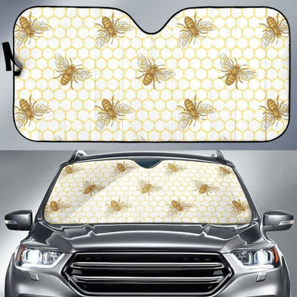 Bee Honeycomb Seamless Design Pattern Car Auto Sun Shades
