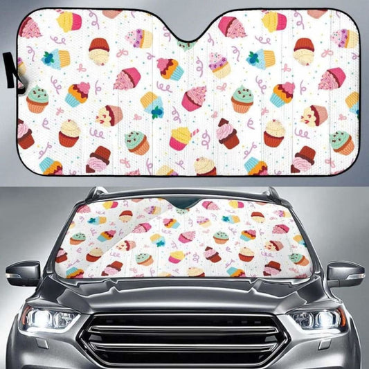 Cake Cupcake Design Pattern Car Auto Sun Shades