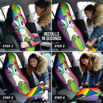Amazing Unicorn LGBT Rainbow Love Heart Car Seat Covers