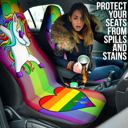 Amazing Unicorn LGBT Rainbow Love Heart Car Seat Covers