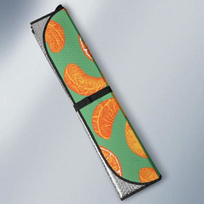 Orange Fruit Pattern Green Background Car Auto Sun Shades