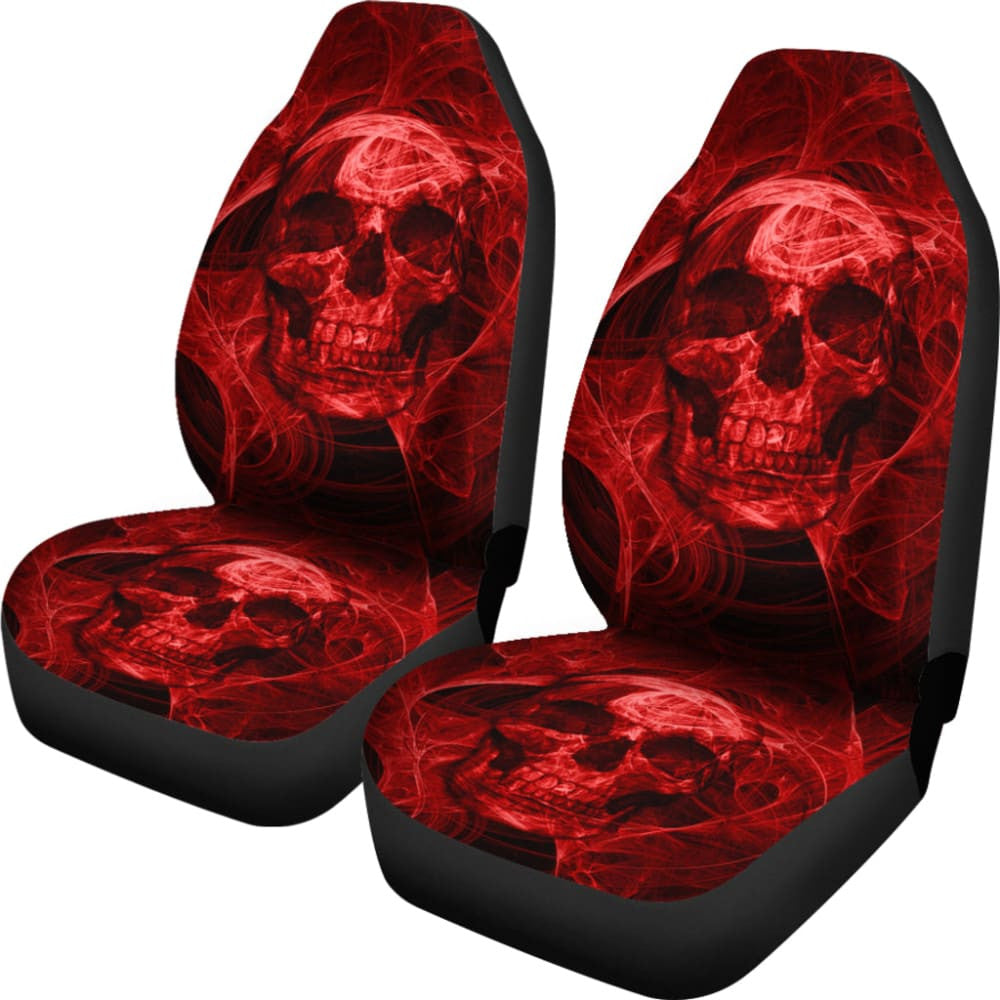 Flaming Red Fire Skull Car Seat Covers