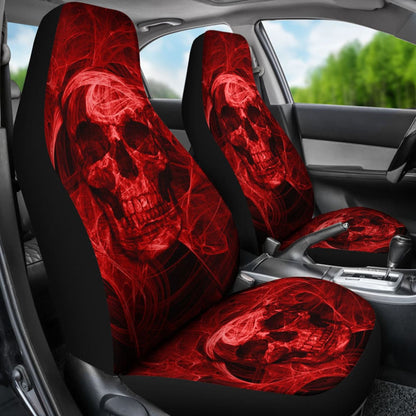 Flaming Red Fire Skull Car Seat Covers