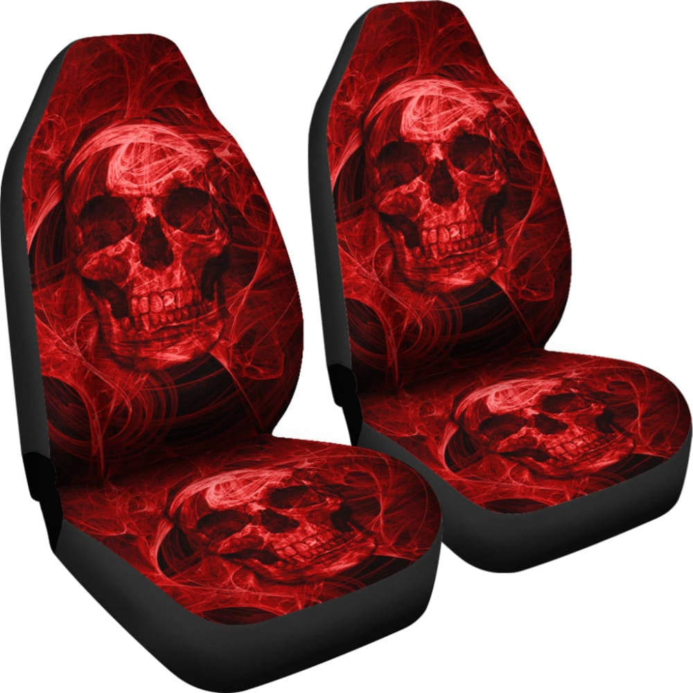 Flaming Red Fire Skull Car Seat Covers