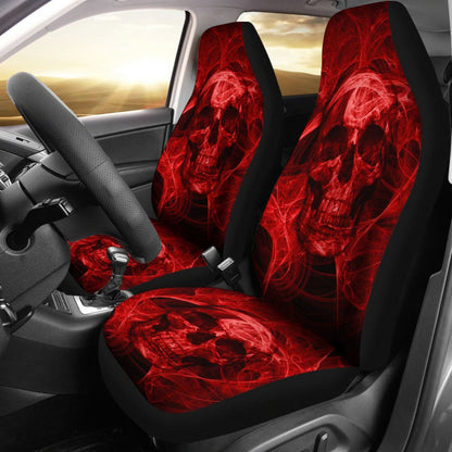 Flaming Red Fire Skull Car Seat Covers