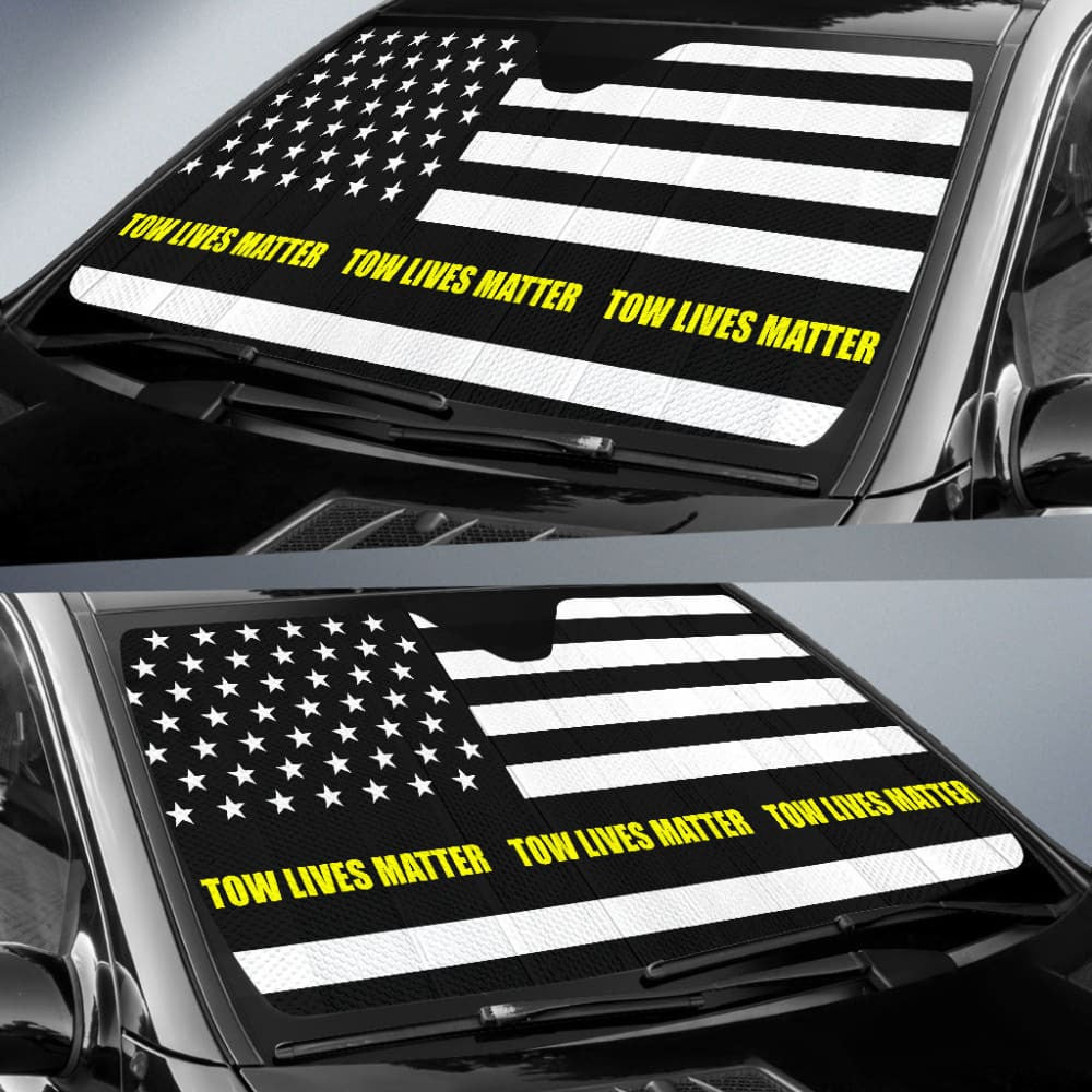 Tow Lives Matter Thin Yellow Line Car Auto Sun Shades