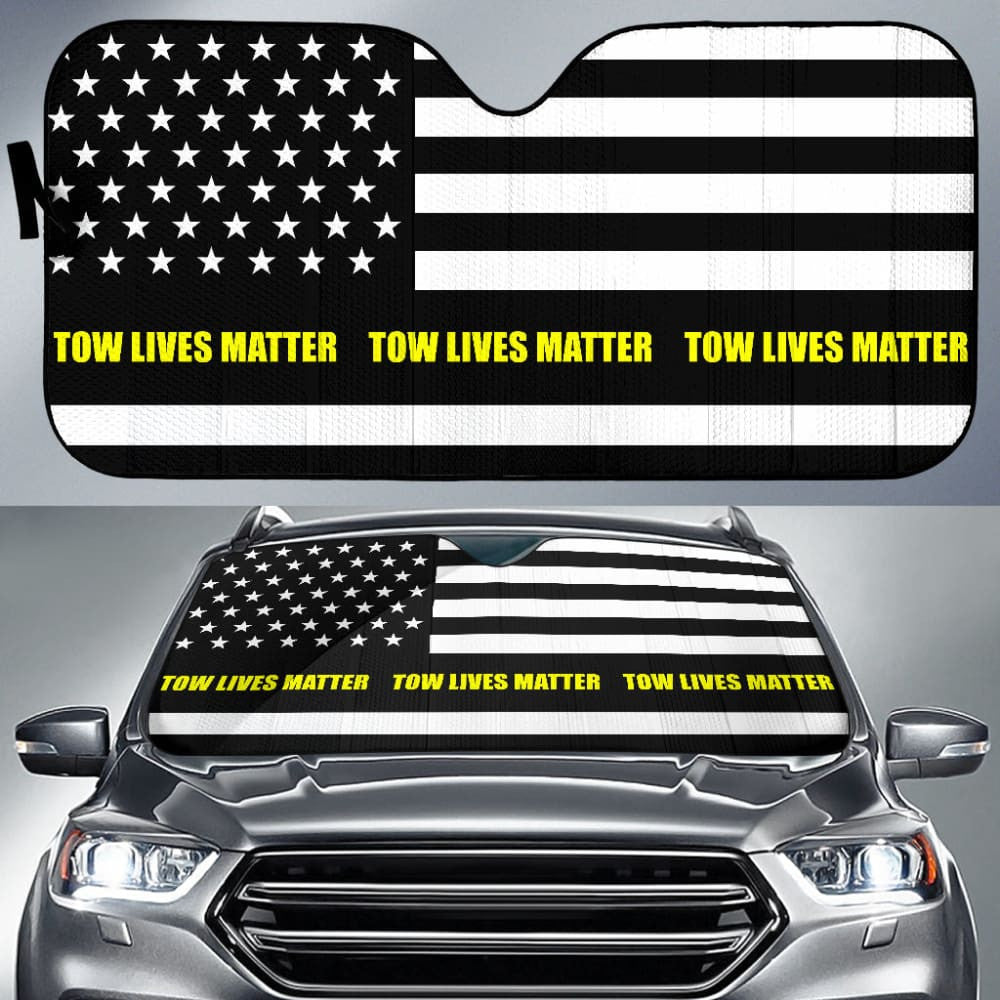Tow Lives Matter Thin Yellow Line Car Auto Sun Shades