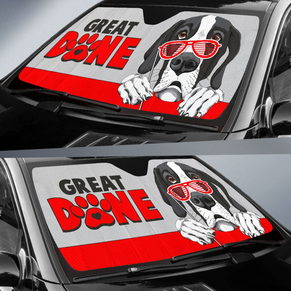 Great Dane Dog Loves Paw Print Car Auto Sun Shades