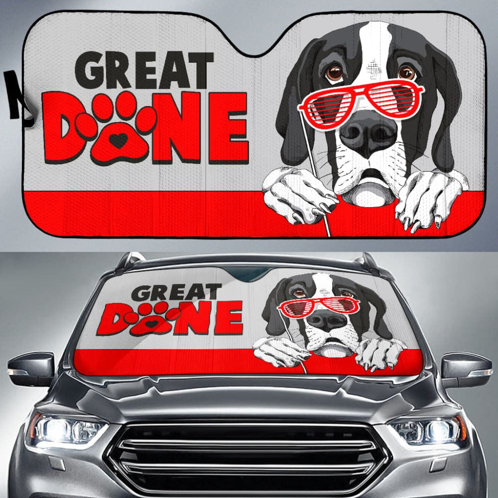 Great Dane Dog Loves Paw Print Car Auto Sun Shades