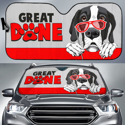 Great Dane Dog Loves Paw Print Car Auto Sun Shades