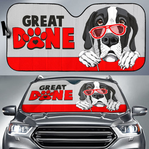 Great Dane Dog Loves Paw Print Car Auto Sun Shades