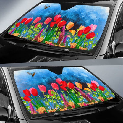 Car Sun Shade Tulips- Hummingbird