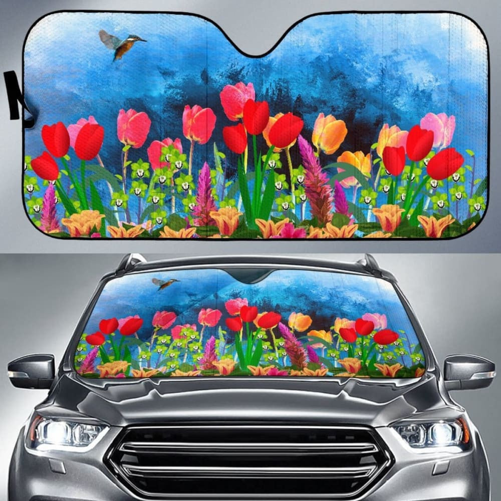 Car Sun Shade Tulips- Hummingbird