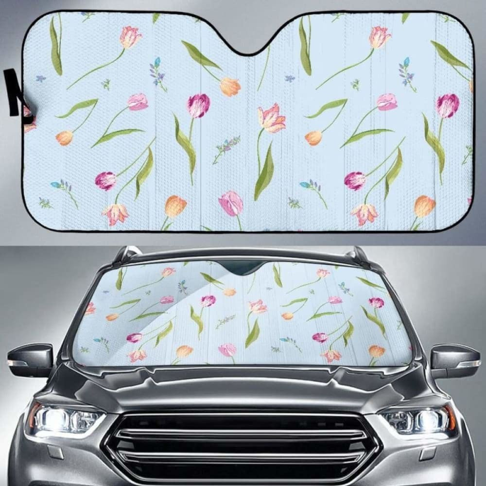 Watercolor Tulips Pattern Car Auto Sun Shades