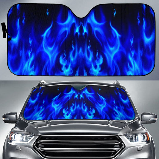 Blue Flames Design Car Auto Sun Shades