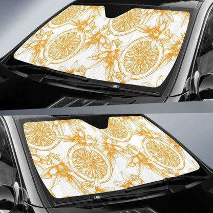 Hand Drawn Orange Fruit Pattern Car Auto Sun Shades