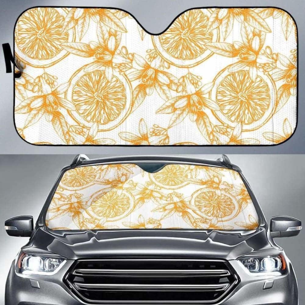 Hand Drawn Orange Fruit Pattern Car Auto Sun Shades