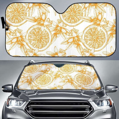 Hand Drawn Orange Fruit Pattern Car Auto Sun Shades