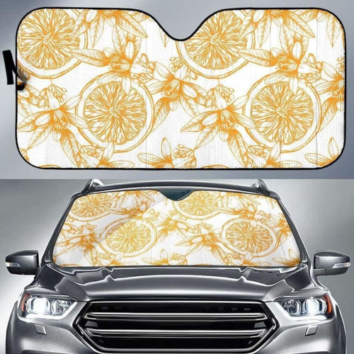Hand Drawn Orange Fruit Pattern Car Auto Sun Shades