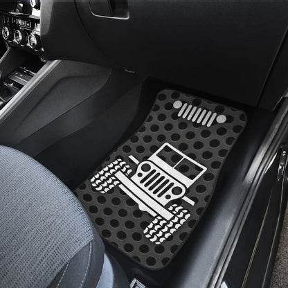 Gray White Jeep Offroad Metal Holes Printed Car Floor Mats Custom