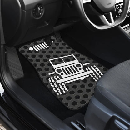 Gray White Jeep Offroad Metal Holes Printed Car Floor Mats Custom