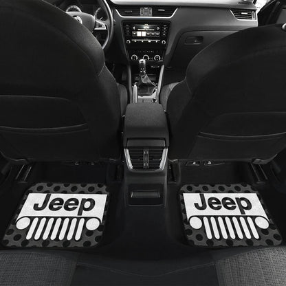 Gray White Jeep Offroad Metal Holes Printed Car Floor Mats Custom