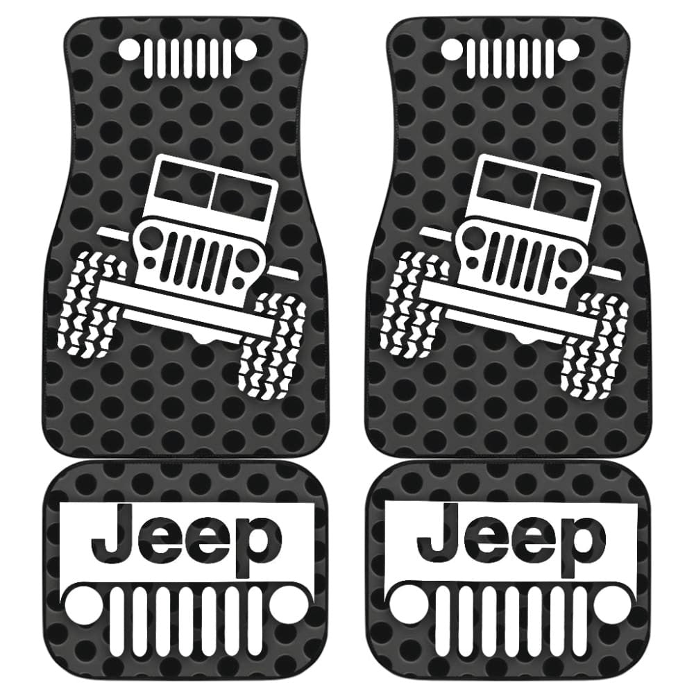 Gray White Jeep Offroad Metal Holes Printed Car Floor Mats Custom