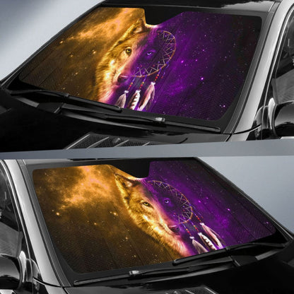 Dreamcatcher Purple Wolf Native American Car Auto Sun Shades