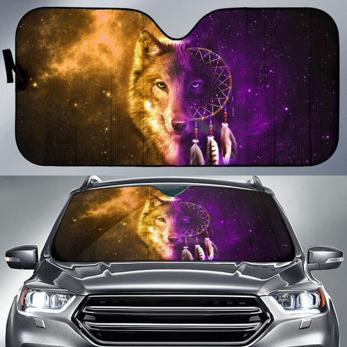 Dreamcatcher Purple Wolf Native American Car Auto Sun Shades