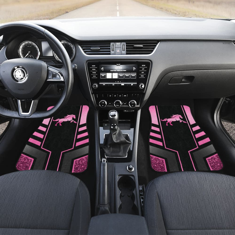 Amazing Pink Black Horse Mustang Custom Metallic Style Printed Car Floor Mats