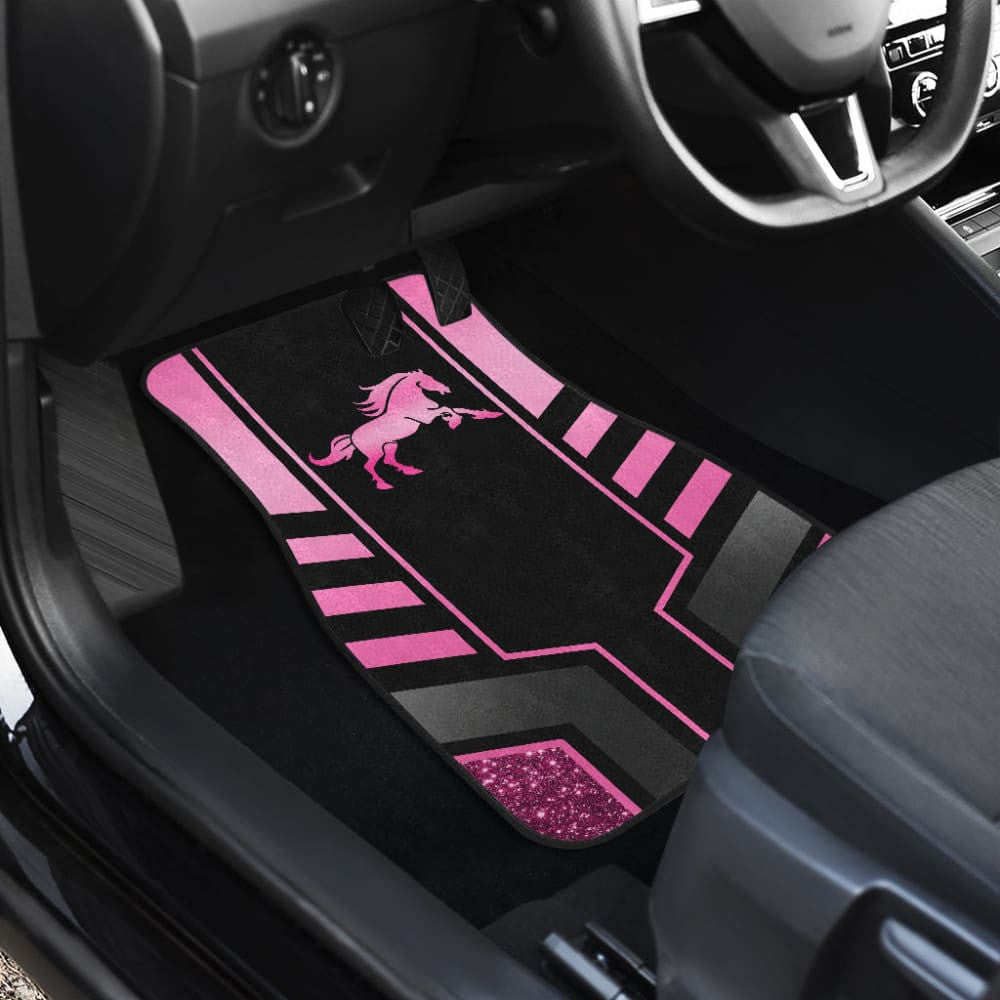 Amazing Pink Black Horse Mustang Custom Metallic Style Printed Car Floor Mats