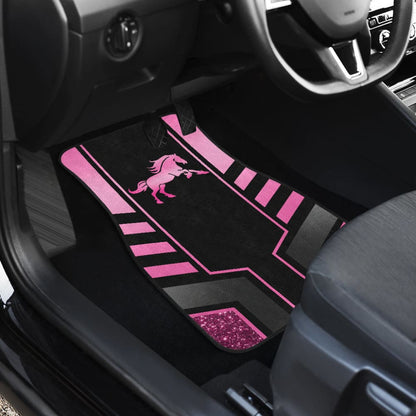 Amazing Pink Black Horse Mustang Custom Metallic Style Printed Car Floor Mats