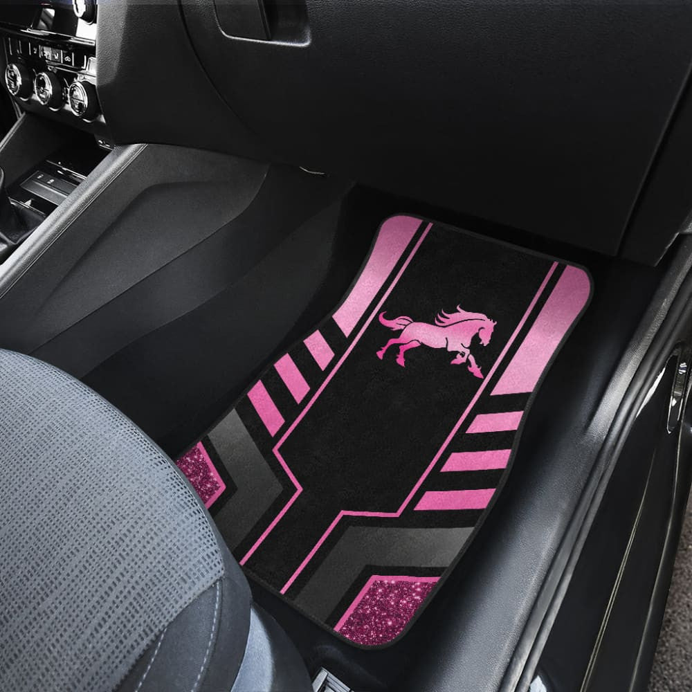 Amazing Pink Black Horse Mustang Custom Metallic Style Printed Car Floor Mats