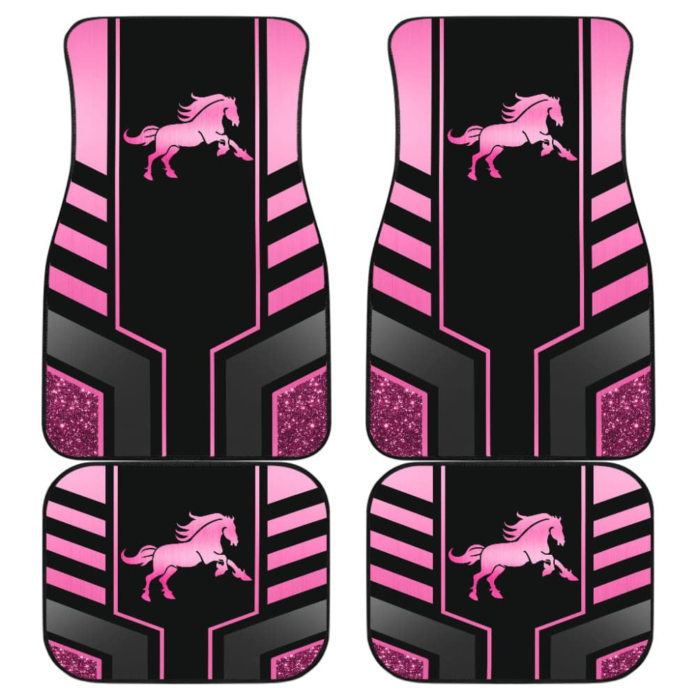 Amazing Pink Black Horse Mustang Custom Metallic Style Printed Car Floor Mats
