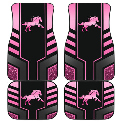 Amazing Pink Black Horse Mustang Custom Metallic Style Printed Car Floor Mats