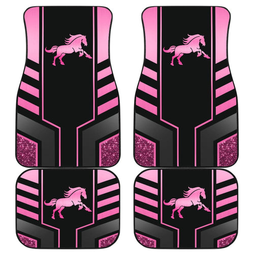 Amazing Pink Black Horse Mustang Custom Metallic Style Printed Car Floor Mats