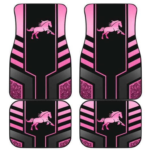 Amazing Pink Black Horse Mustang Custom Metallic Style Printed Car Floor Mats