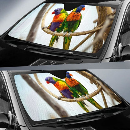 Parrots Pair Red Beak Car Sun Shade