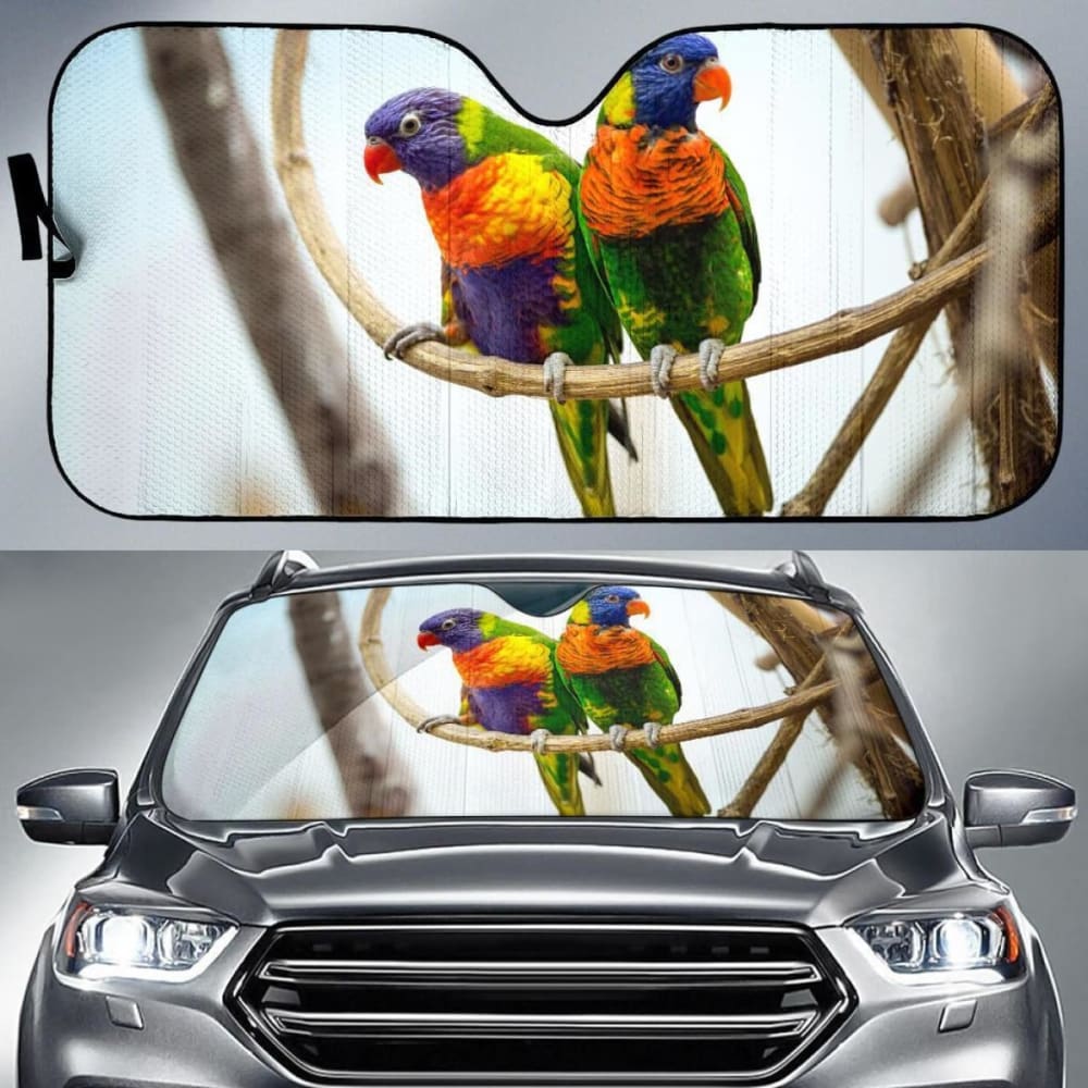 Parrots Pair Red Beak Car Sun Shade