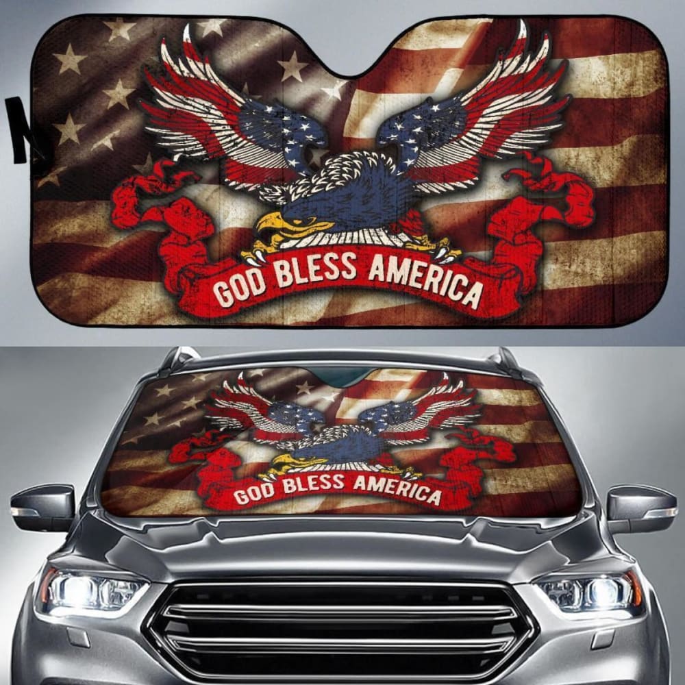 God Bless America Flag Day Auto Sun Shade